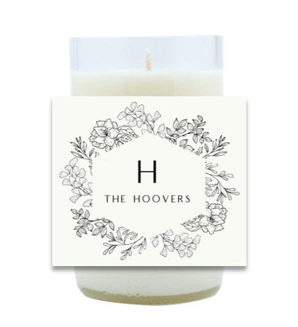 Dainty Floral Monogram Hand Poured Soy Candle | Furbish & Fire Candle Co.