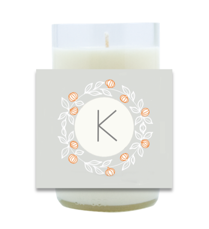 Wreath Monogram Hand Poured Soy Candle | Furbish & Fire Candle Co.